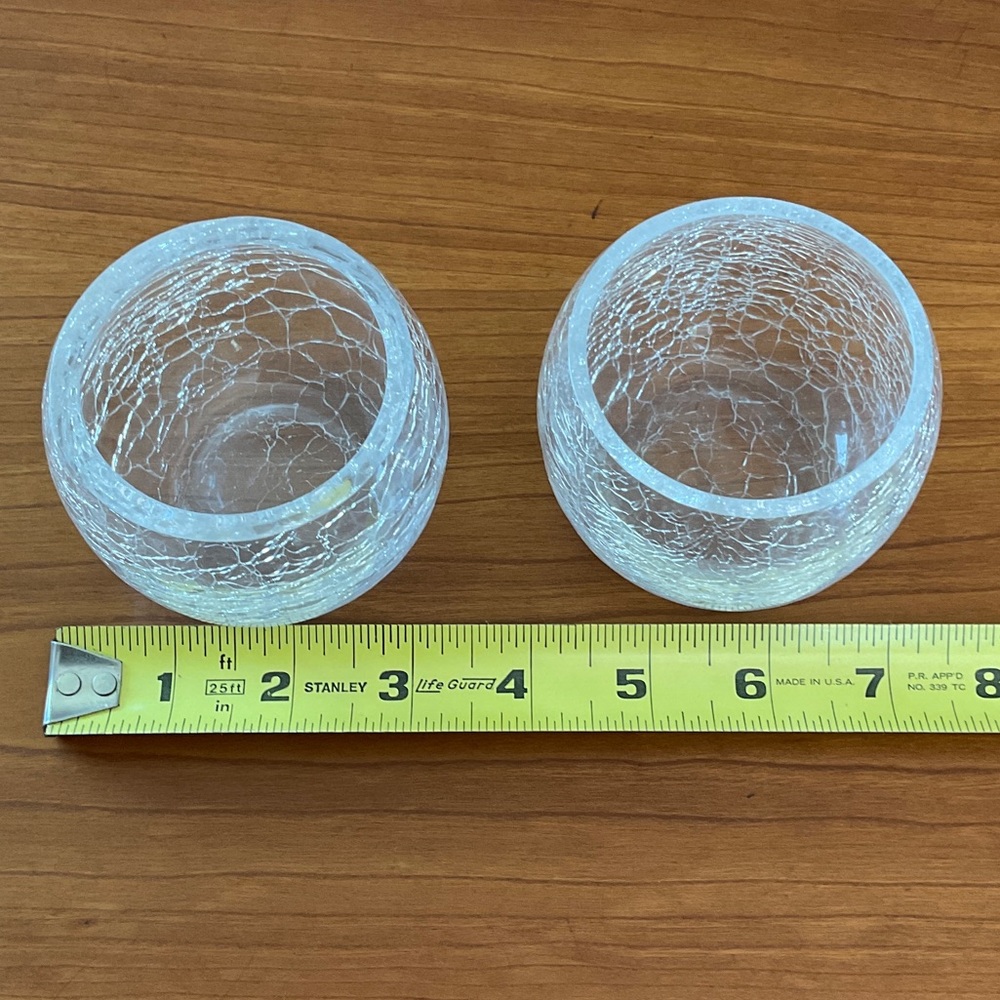 Set of 4 Crackle Glass Tealight Candle Holders - Picture 4 of 4